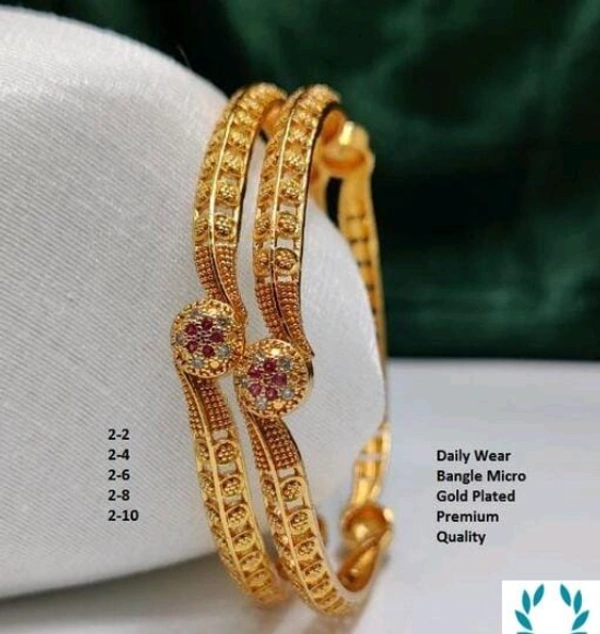  Daily Wear Gold Plated American Diamond Bangles - 2.8